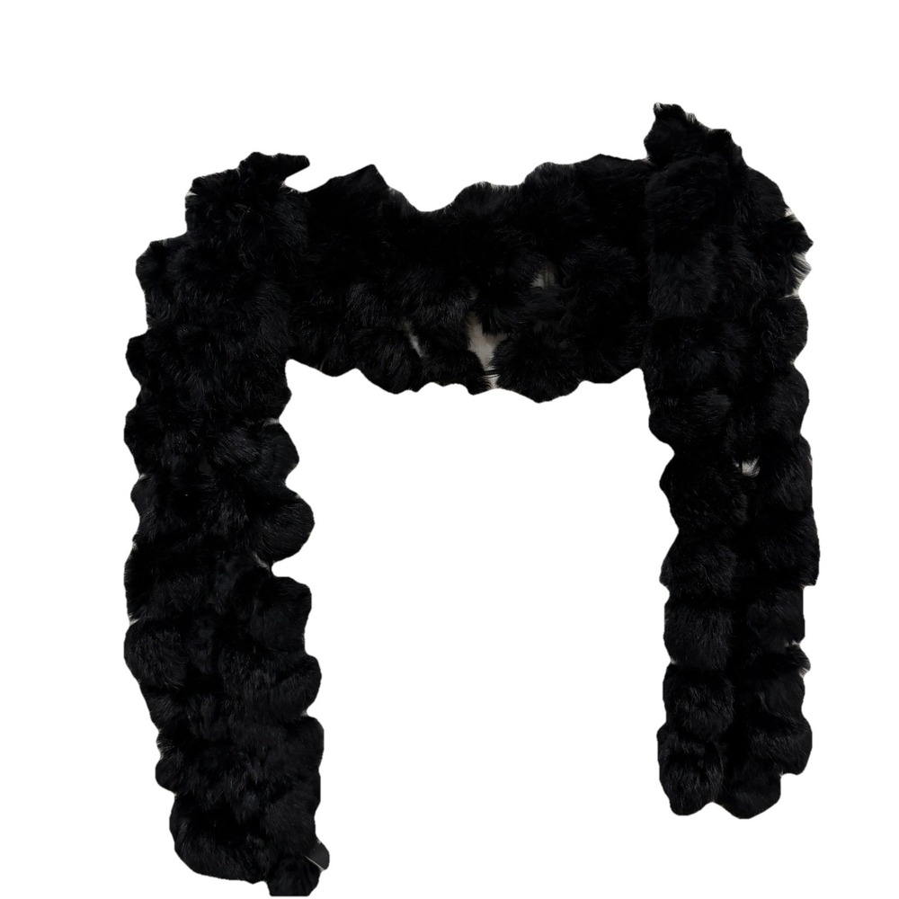 Women's Valerie Stevens 100% Rabbit‎ Fur Black Ball Scarf